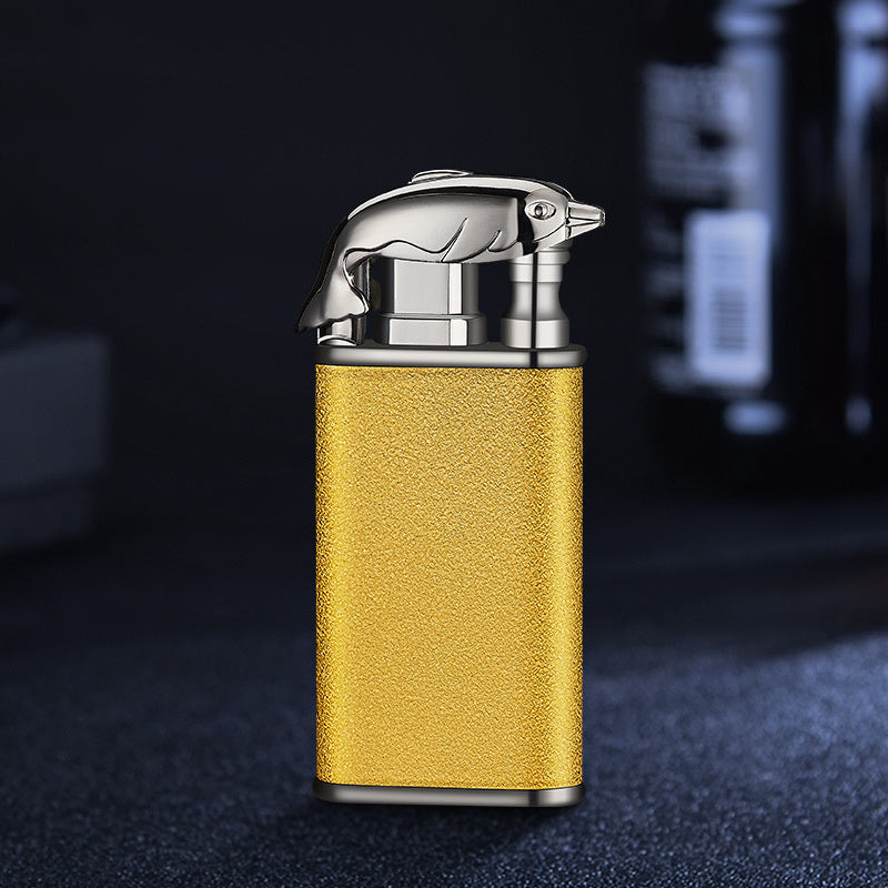 Creative Blue Flame Lighter Dolphin Dragon Tiger Double Fire Metal Winproof Inflatable Lighter