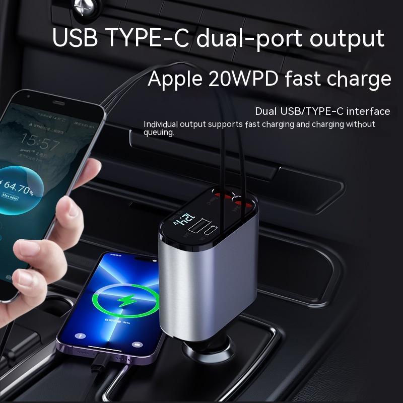 100W Fast Charging Car Charger  USB & Type-C - QuickCharge