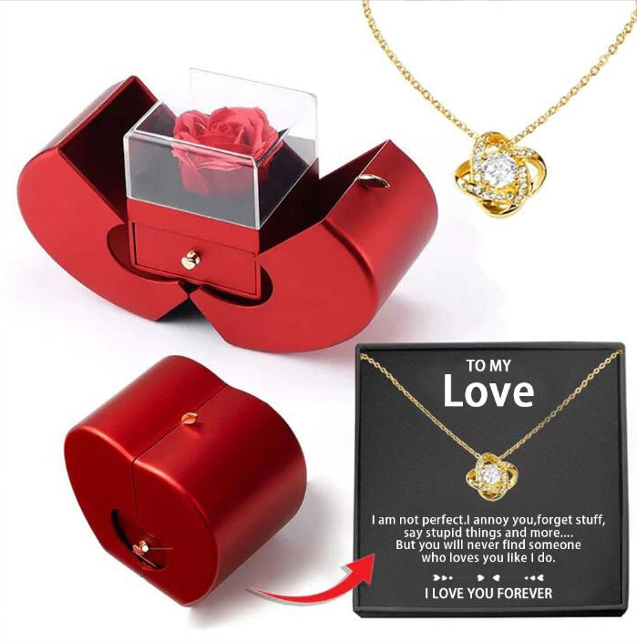 Eternal Rose Apple Gift Box with Necklace - Perfect Valentine's Day Gift