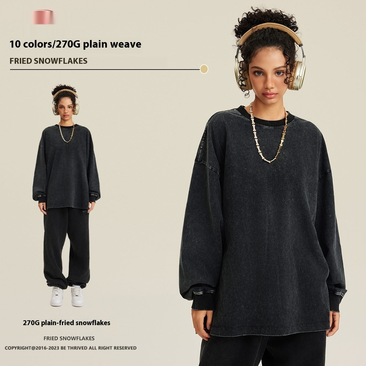 American Retro Washed Cotton Sweater - Loose Fit Pullover