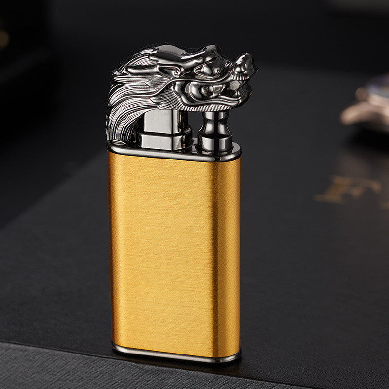 Creative Blue Flame Lighter Dolphin Dragon Tiger Double Fire Metal Winproof Inflatable Lighter