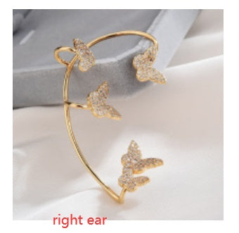 Butterfly Ear Clips No Piercing - Gold Zircon Ear Cuffs for Women