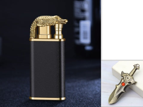 Creative Blue Flame Lighter Dolphin Dragon Tiger Double Fire Metal Winproof Inflatable Lighter