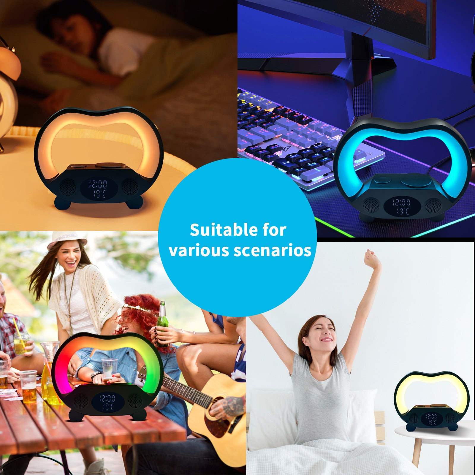 6-in-1 Smart LED Table Lamp Bluetooth-compatible Wireless Charger TechGenius
