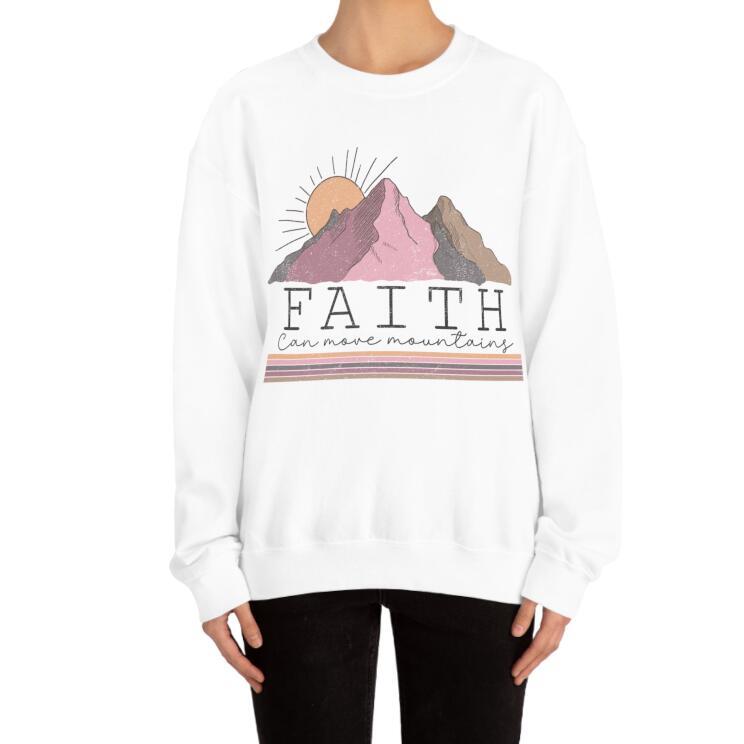 Faith Can Move Mountains Printed Cartoon Pullover