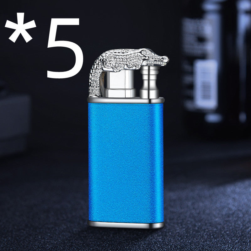 Creative Blue Flame Lighter Dolphin Dragon Tiger Double Fire Metal Winproof Inflatable Lighter
