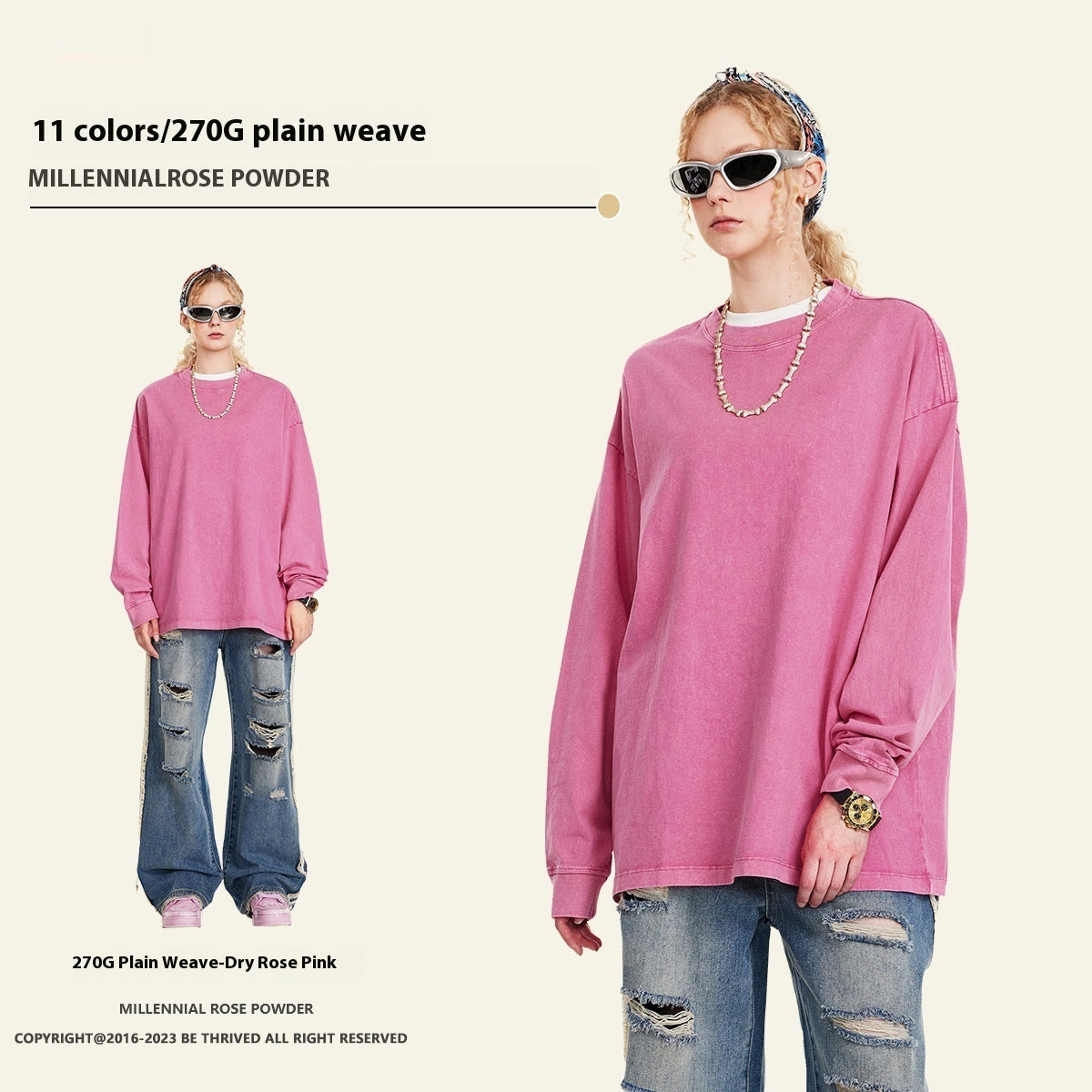 American Retro Washed Cotton Sweater - Loose Fit Pullover