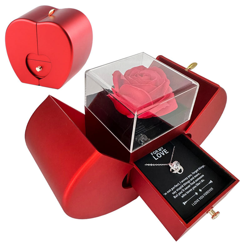 Eternal Rose Apple Gift Box with Necklace - Perfect Valentine's Day Gift