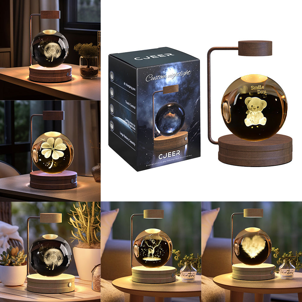 Crystal Ball Cosmic Dinosaur Indoor Night Light Bedside Light Birthday Gift Night Lamp