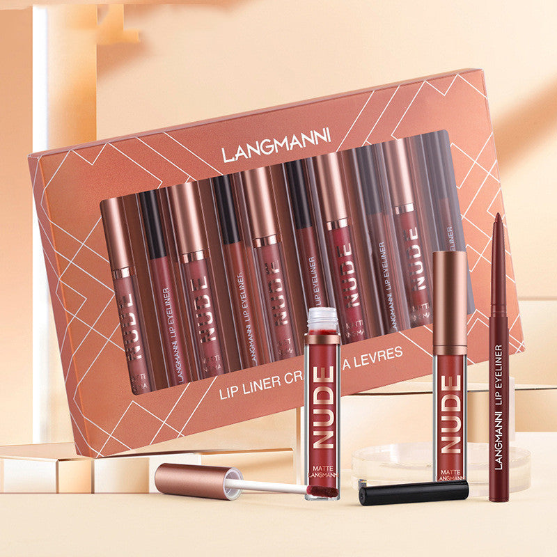 12-Piece Matte Lipstick & Lip Liner Set - Waterproof Long-Lasting Makeup Kit