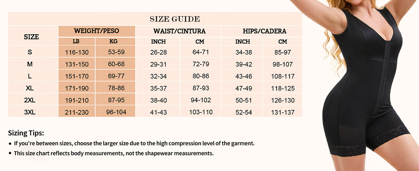 Colombian Shapewear Bodysuit - Tummy Control Post Surgery Full Body Shaper
