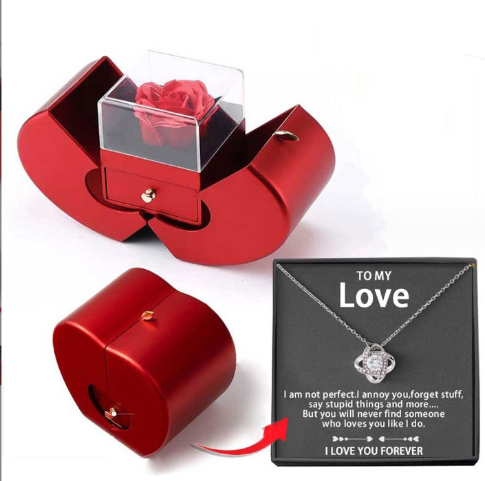 Eternal Rose Apple Gift Box with Necklace - Perfect Valentine's Day Gift