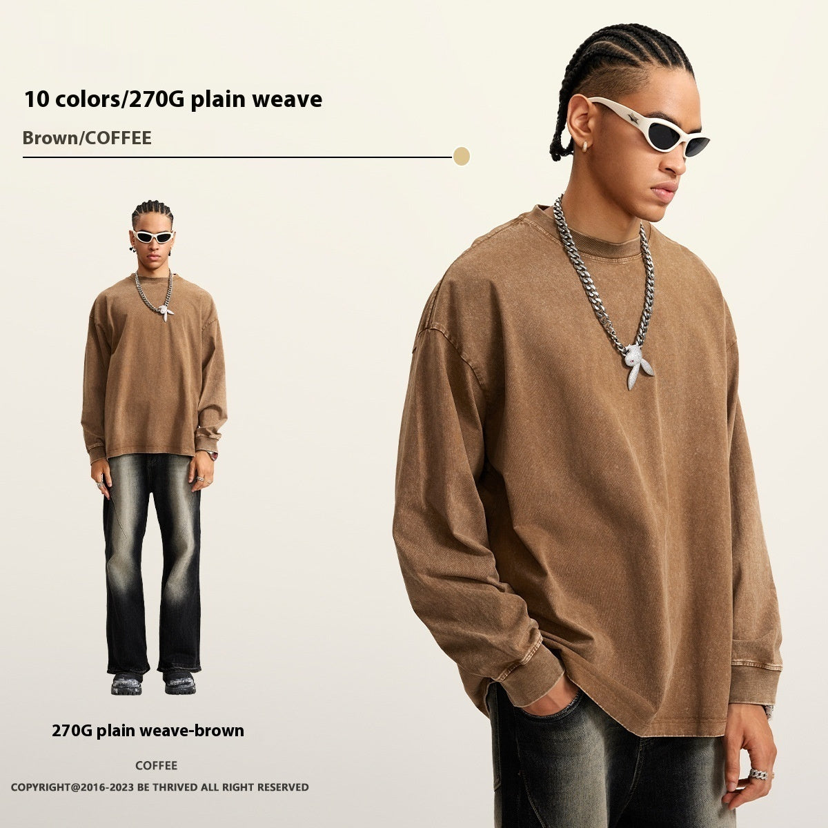 American Retro Washed Cotton Sweater - Loose Fit Pullover