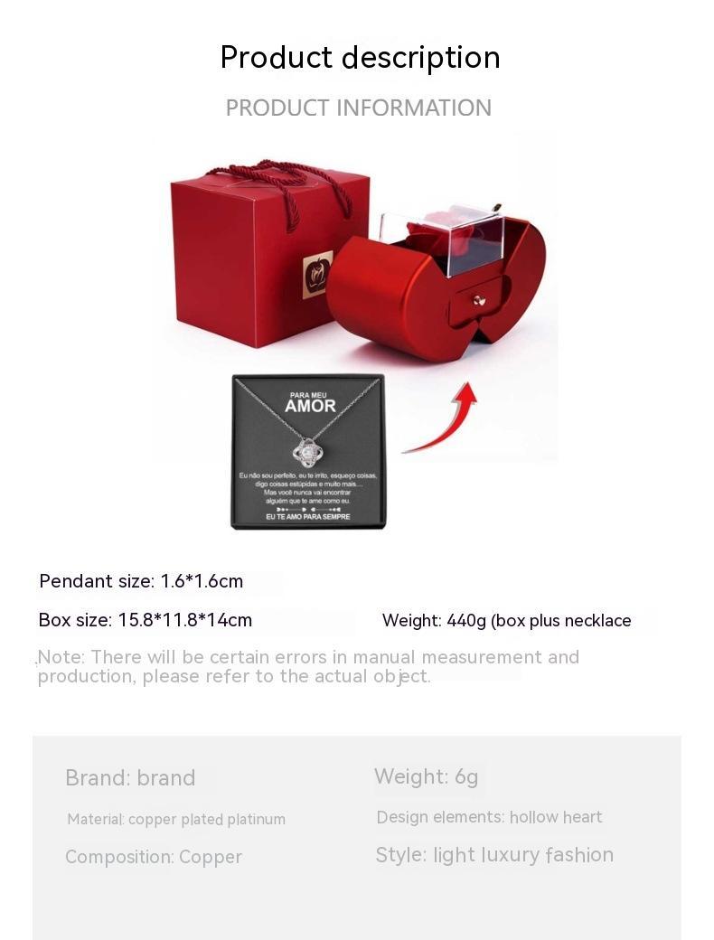 Eternal Rose Apple Gift Box with Necklace - Perfect Valentine's Day Gift