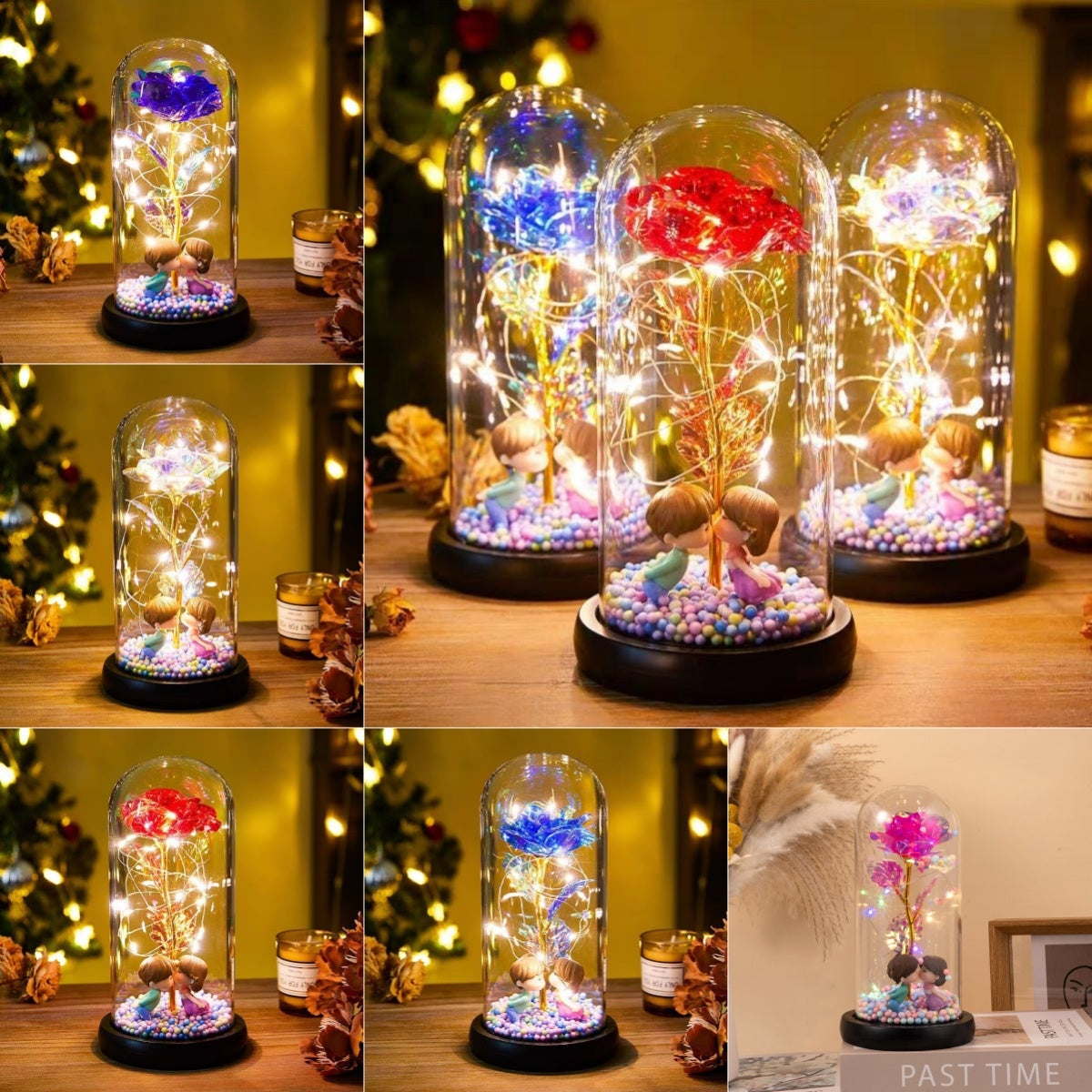 Eternal Rose LED Light Foil Flower In Glass Cover Night Lights Lamp Decor For Home Bedroom Wedding Gift Valentine's Day Gifts